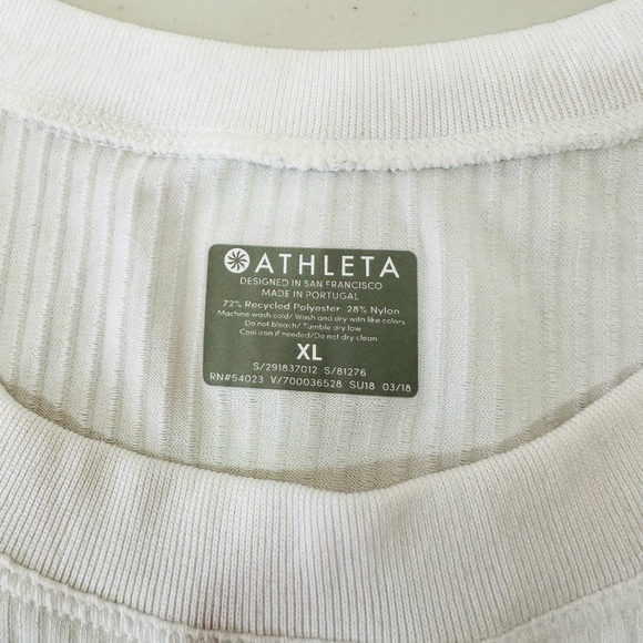 Athleta Ribbed Wide Strap Hip Length Loose Fit Tank White Women's‎ Size XL - Picture 4 of 7